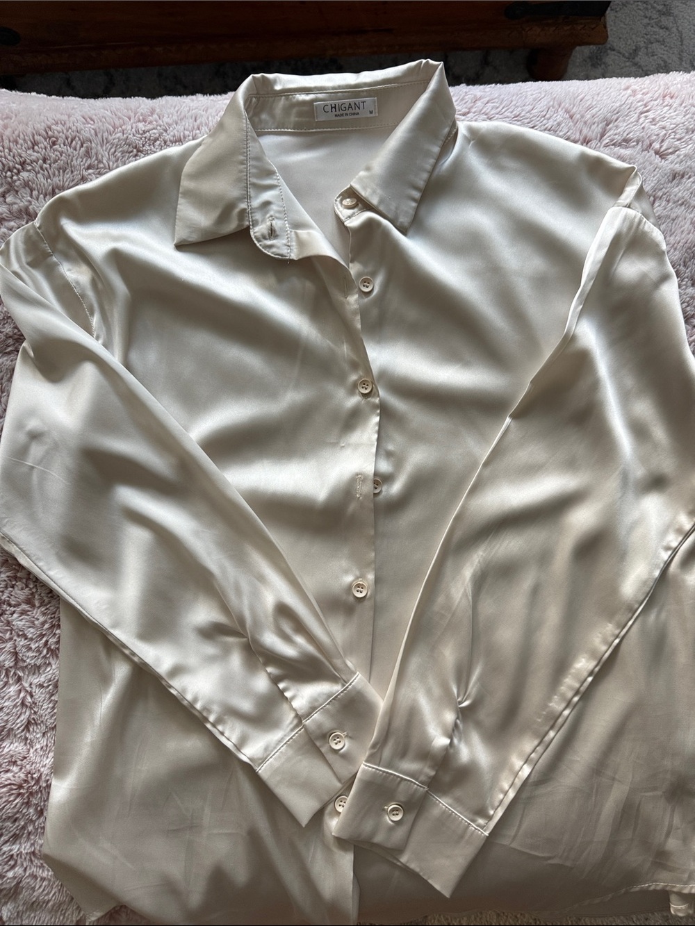 Gant Cream Satin Button-Down Blouse